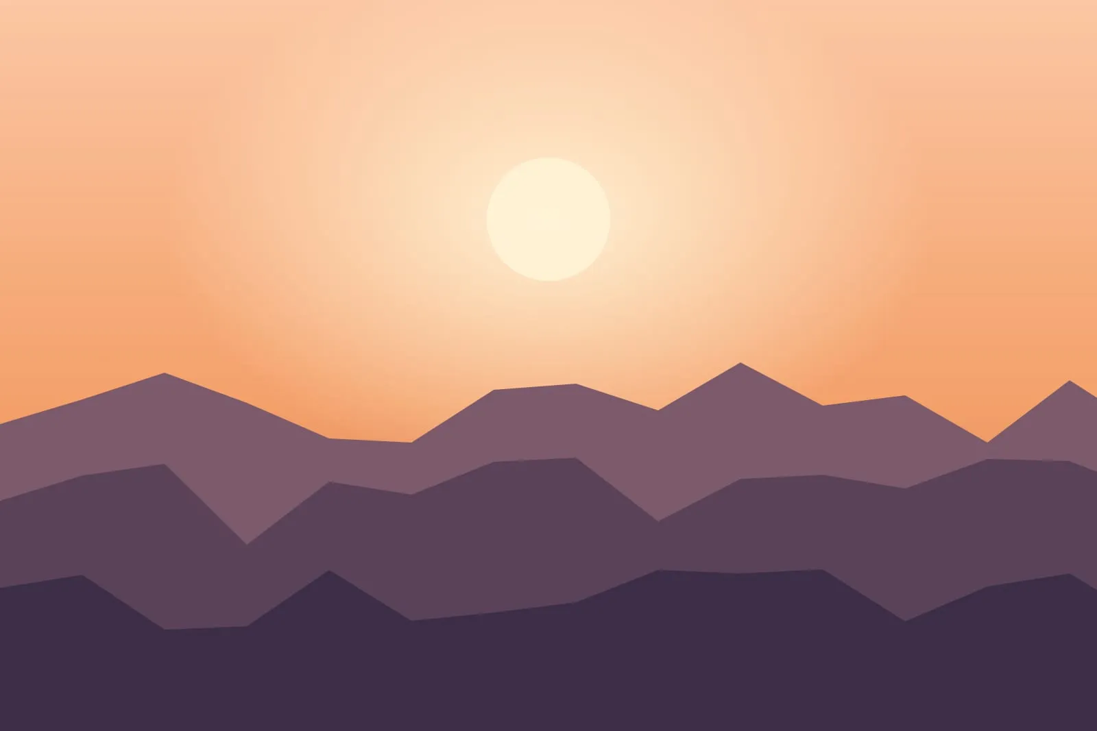Dawn light breaking over layered mountain ridges